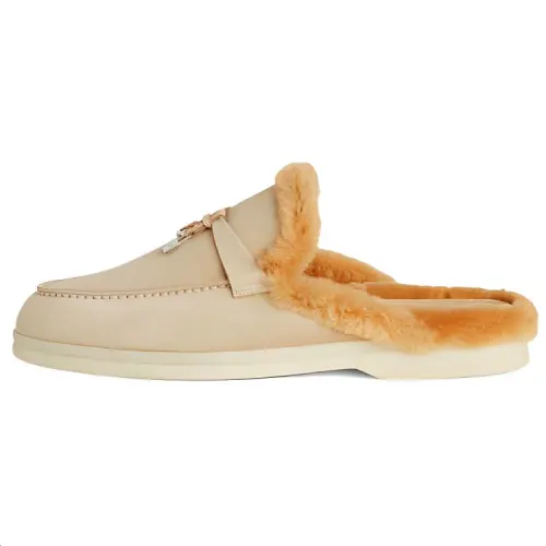 Loro Piana Summer Charms Walk Closed Toe Slippers Women's Beige