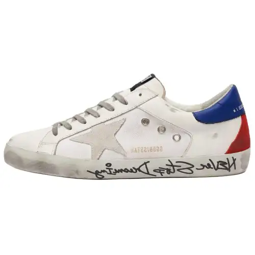 Golden Goose Super Star Stylish Skateboarding Shoes Men's White Red Blue