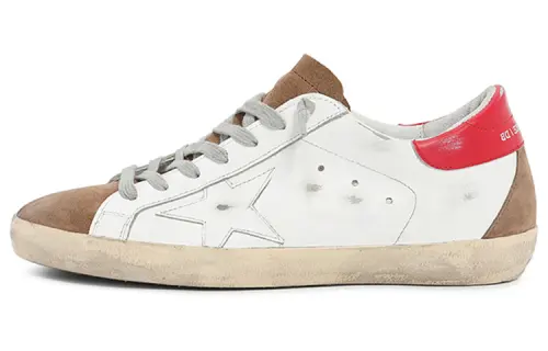 Golden Goose Super Star Leather Low top Stylish Skateboarding Shoes Men's White Distressed