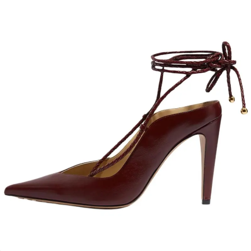 Bottega Veneta Spritz Leather Slim Heel High Heels 11cm Women's Cherry Red