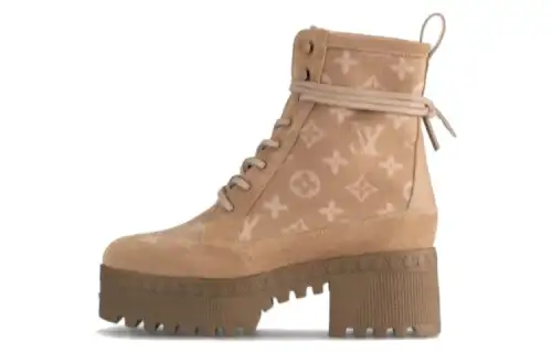 LOUIS VUITTON Laureate Ankle Boots 5CM Women's Light Umber