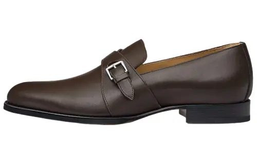 HERMES Doug Leather Moccasin Shoes Men's Tan
