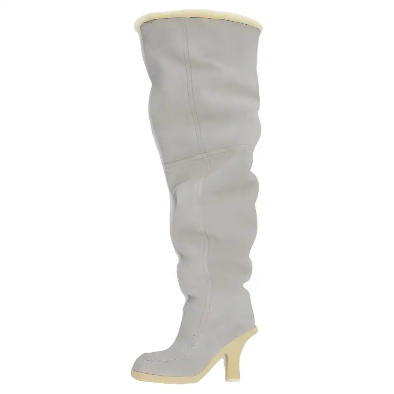 Burberry Highland Round Tip Shaft, Thermal Fleece Lined Knee high Boots 9cm Women's White Yellow