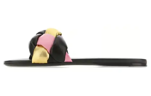 MIU MIU Slide Slippers Women's Black/Pink/Yellow