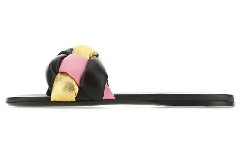 MIU MIU Slide Slippers Women's Black/Pink/Yellow
