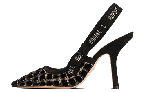 DIOR J'Adior Crocodile Leather Slim Heel High Heels Women's Black