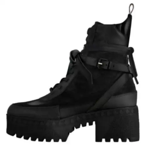 LOUIS VUITTON Laureate Cow Leather Ankle Boots 5CM Women's Black