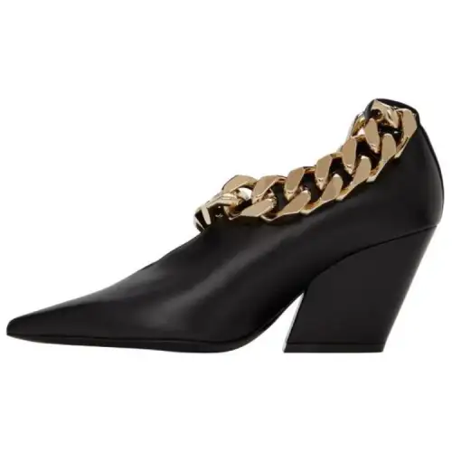 Burberry Brierfield Leather Block Heel High Heels 7cm Women's Black