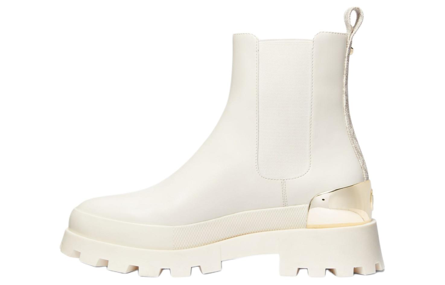 MICHAEL KORS Leather Short Chelsea Boots Women's White