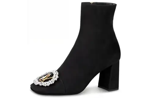 LOUIS VUITTON Madeleine Sheepskin Ankle Boots Women's Black