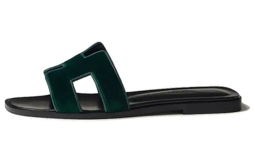 HERMES Oran Slide Slippers Women's Green