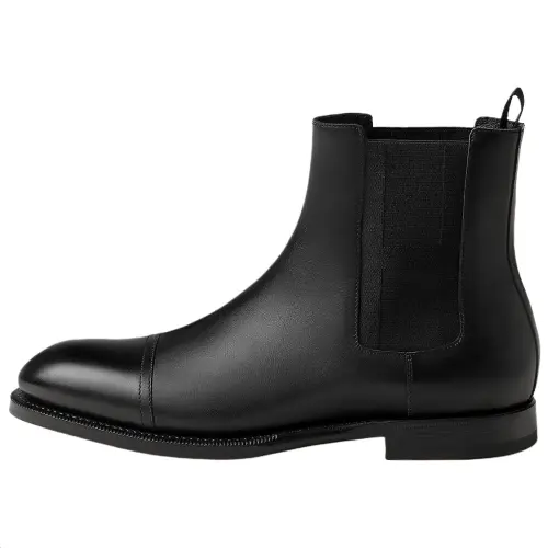 HERMES Lenon Short Chelsea Boots 2.5cm Men's Black