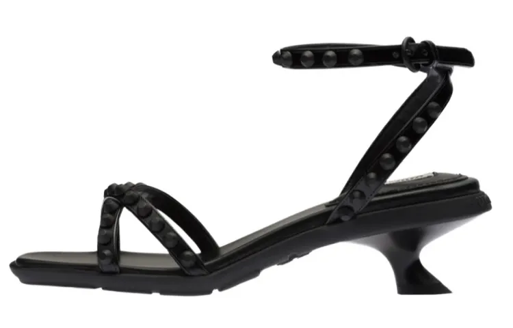 MIU MIU Leather One Strap Sandals Women's Black