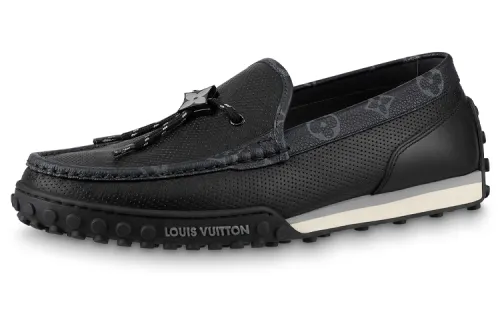 LOUIS VUITTON Racer Leather Casual Shoes Men's Black