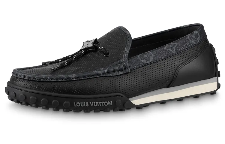 LOUIS VUITTON Racer Leather Casual Shoes Men's Black