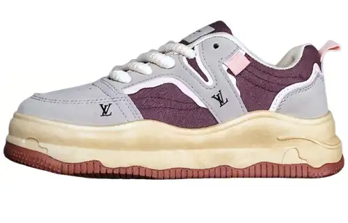 LOUIS VUITTON Skateboard Shoes Men's Gray Beige Pink
