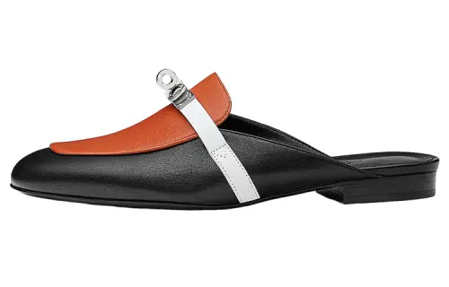 HERMES Oz Closed Toe Slippers Women's Orange Black