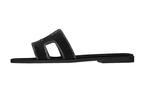 HERMES Oran Slide Slippers Women's Crystal Black