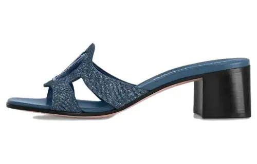 LOUIS VUITTON Isola Rubber Sole Slide Slippers Women's Blue