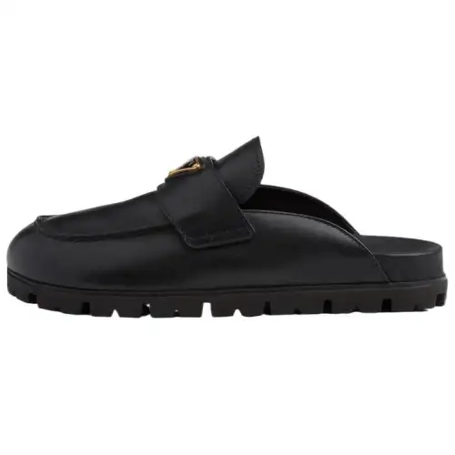 PRADA Triangle-logo Leather Mules