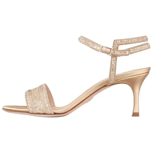 DIOR Dway Leather One Strap Sandals Women's Gold