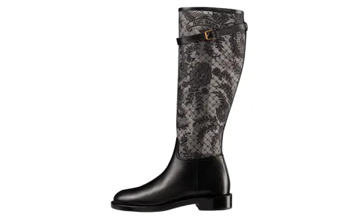 DIOR Empreinte Cow Leather Knee high Boots Women's Black