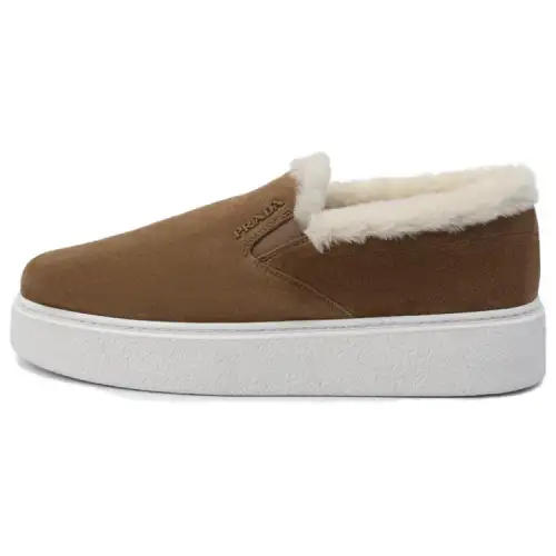 PRADA Leather Casual Shoes 4cm Women's Brown