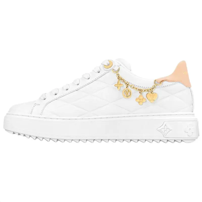 LOUIS VUITTON Time Out Cow Leather Low top Casual Shoes Women's White
