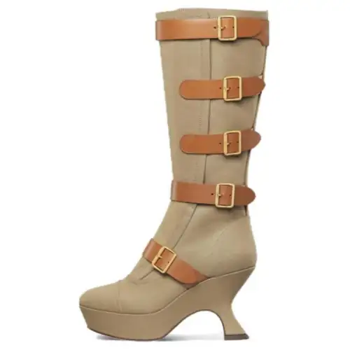 DIOR Knee high Boots 9.5cm Women's Brown