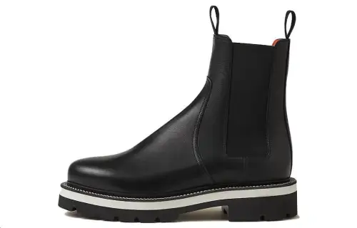 HERMES Leather Chelsea Boots Men's Black