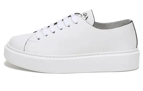 PRADA Cow Leather Stylish Skateboarding Shoes Men's White