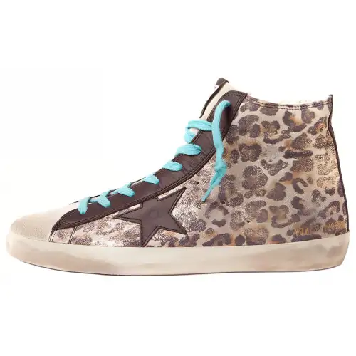 Golden Goose Francy High top Stylish Skateboarding Shoes Women's Leopard Print