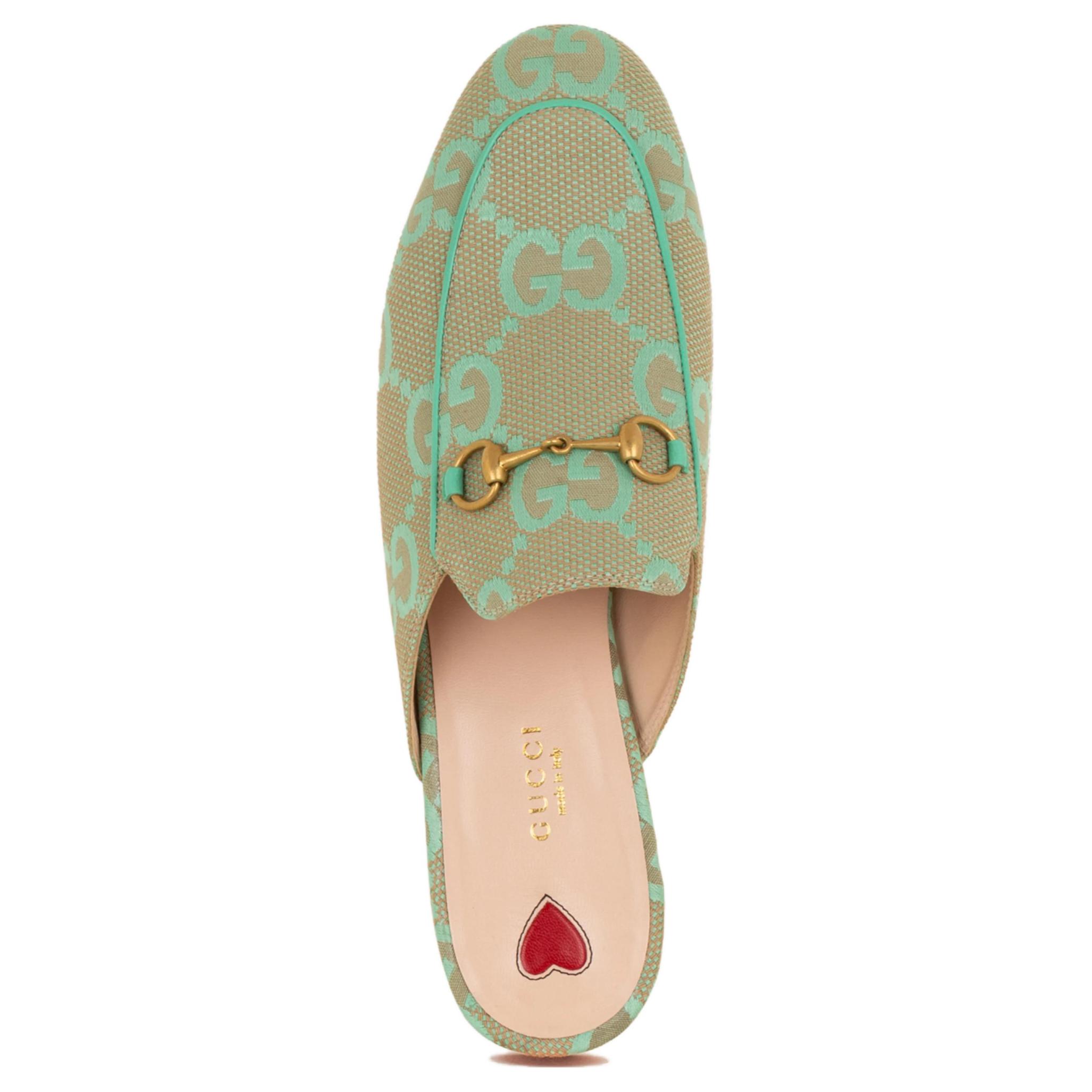 GUCCI Monogram-pattern Leather Slippers