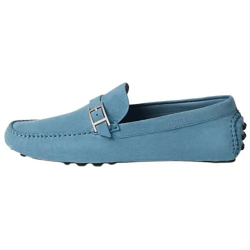 HERMES Idylle Suede Gommino Loafers Men's Sky Blue