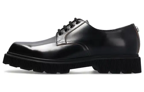 GUCCI GG Leather Decoration Lace Up Shoes Men's Black