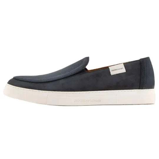 EMPORIO ARMANI Leather Men's Casual Shoes Men's Blue