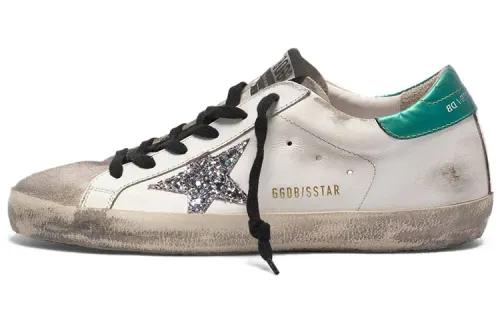 Golden Goose Super Star Stylish Skateboarding Shoes Women's White Green Tail