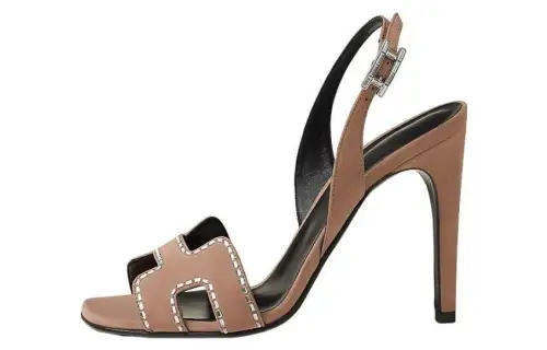HERMES Holy Leather One Strap Sandals Women's Brown