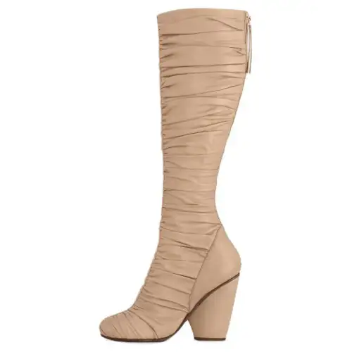LOUIS VUITTON Olympia Leather Knee high Boots 10cm Women's Beige