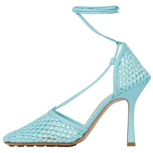 Bottega Veneta Stretch Sheepskin Slim Heel High Heels 9cm Women's Blue