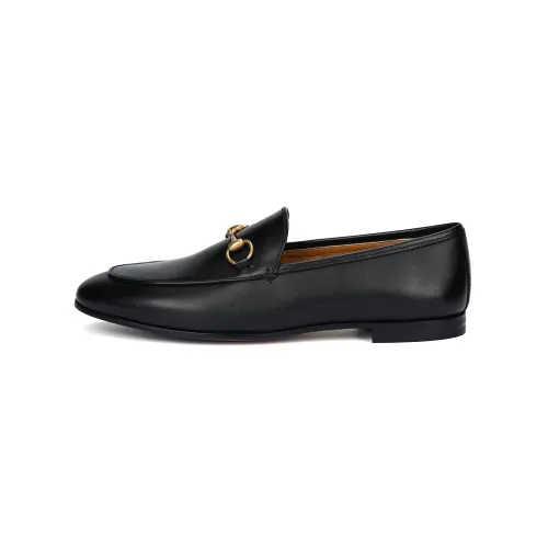 GUCCI Betis Glamour Leather Loafers Black Women's