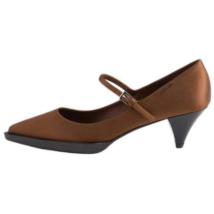 PRADA Prada Satin pumps satin pointed buckle tapered heels 5.5cm women's brown
