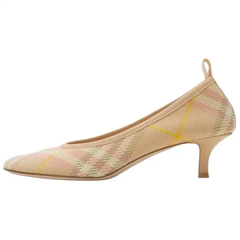 Burberry Check Fabric Slim Heel High Heels 4.5cm Women's Beige