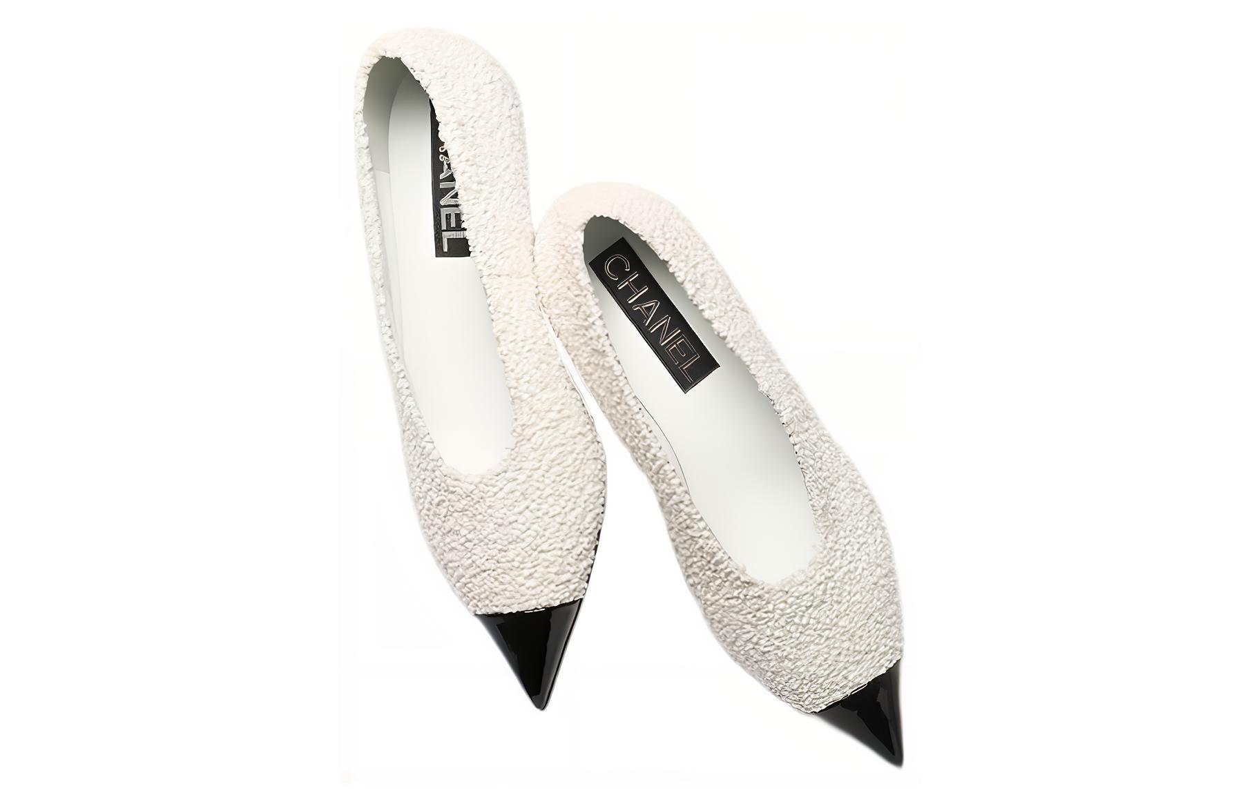 CHANEL Cone Heel Mary Jane Shoes Women's White
