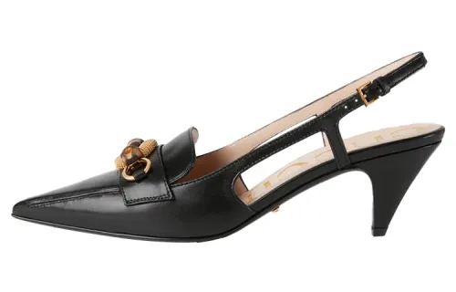 GUCCI Horsebit Cone Heel High Heels 5.5cm Women's Black