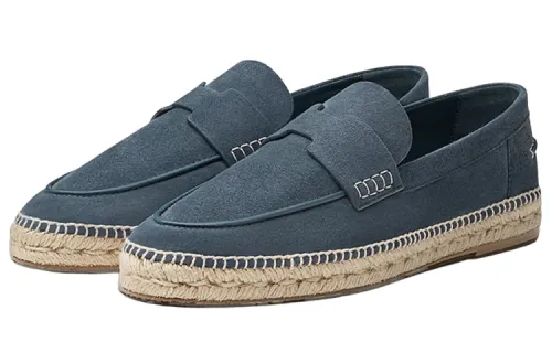 HERMES Sheepskin Men's Casual Shoes Men's Blue