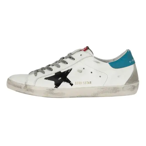Golden Goose Super Star Skateboard Shoes Men's Black Logo Blue Heel Tab