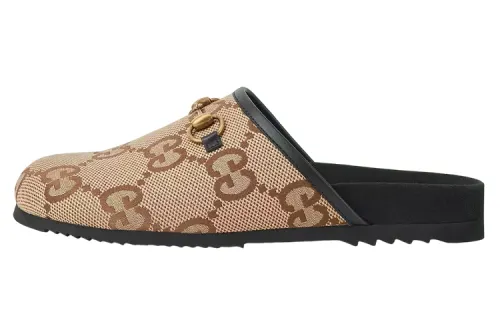 GUCCI Closed Toe Slippers Men's Camel