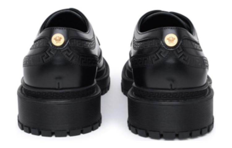VERSACE Cow Leather Derby Shoes Men's Black
