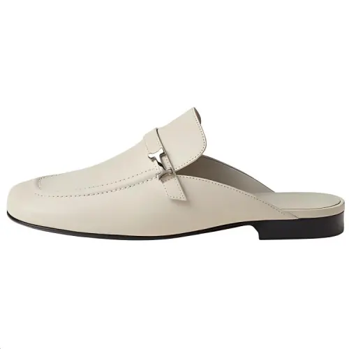 HERMES Closed Toe Slippers Women's White
